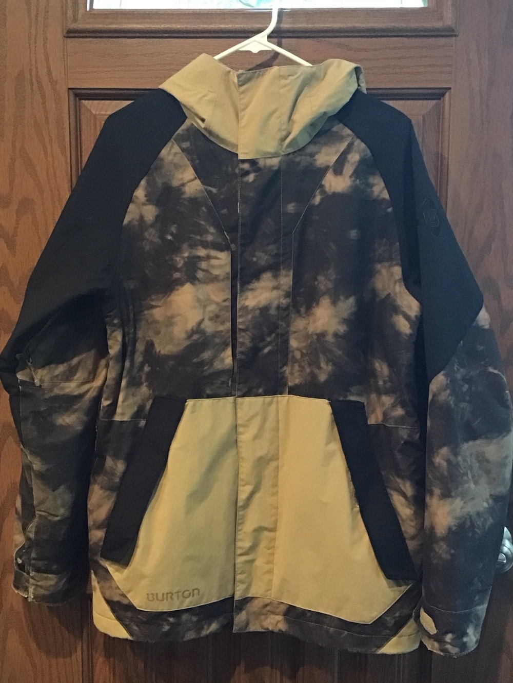 Burton Tie-Dye Black and Tan Hooded Snow Jacket